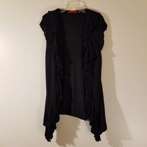 Black Sleeveless Open Front Knit Cardigan
